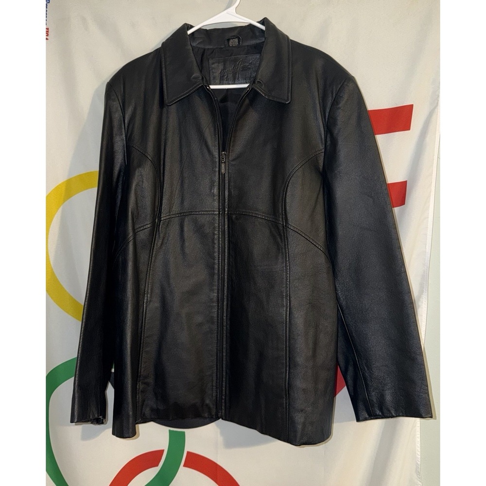Vintage Jacqueline Ferrari Genuine Leather Jacket Womens XL Full Zip